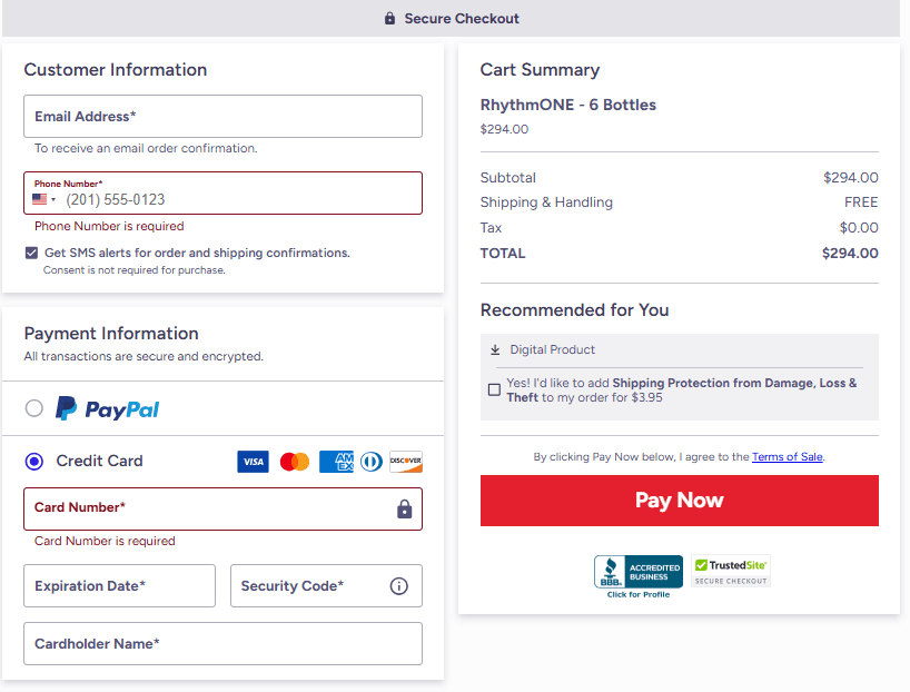 RhythmONE-checkout-page